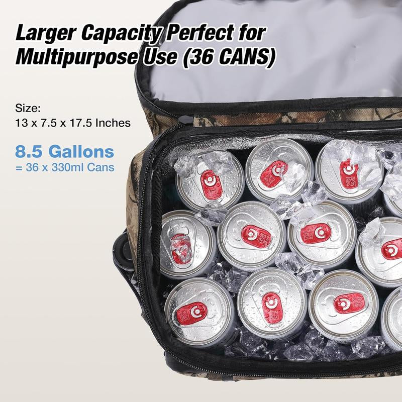 WARMOUNTS Soft Backpack Cooler Insulated Leakproof 36 Cans Collapsible Cooler Ice Chest Bag W/Insulating Cover&Leakproof PVC Bag, Lightweight, Cooler Backpack for Camping, Hiking, Picnic, Beach,Travel