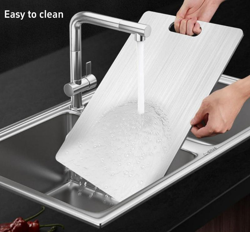 Titanium Cutting Board - 100% Pure Titanium Cutting Boards for Kitchen - Cutting Edge Hygiene & Durability, 1 Pack Double Sided Medical-Grade Titanium Cutting Mat, Easy to Clean (12"L X 9"W)Rdrd Kesefunm Titanium Cutting Board