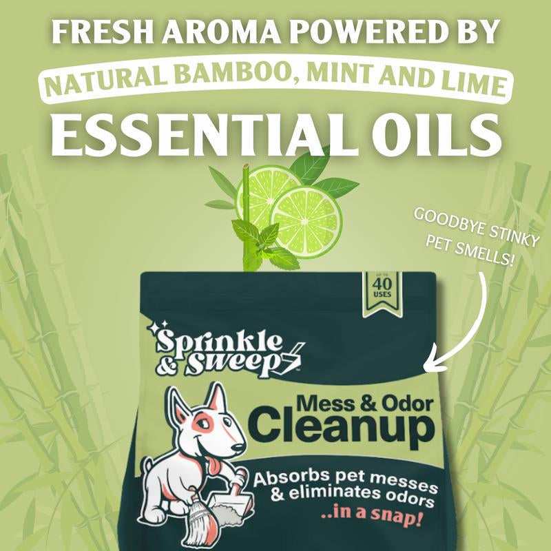 Sprinkle & Sweep All-In-One Pet Accident Cleanup Kit - Mess Cleaner, Odor Spray & Dustpan