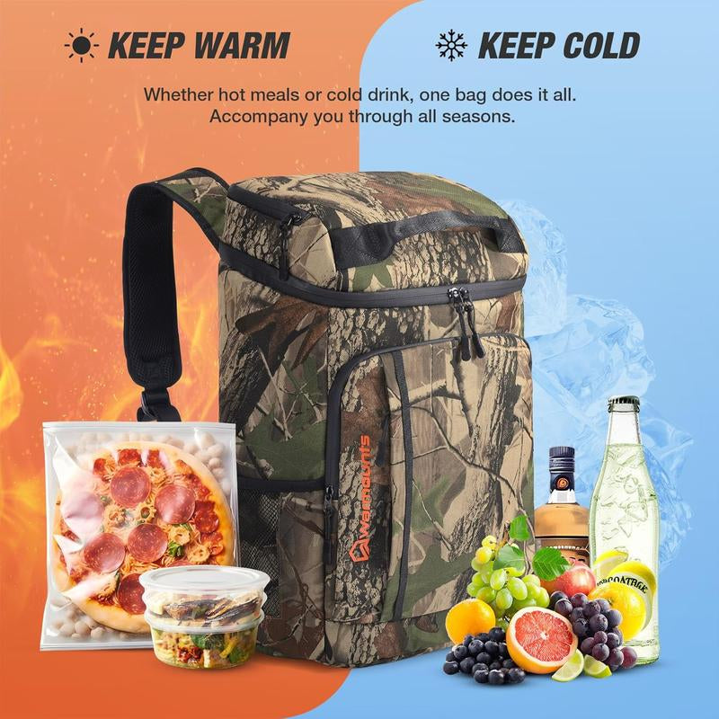 WARMOUNTS Soft Backpack Cooler Insulated Leakproof 36 Cans Collapsible Cooler Ice Chest Bag W/Insulating Cover&Leakproof PVC Bag, Lightweight, Cooler Backpack for Camping, Hiking, Picnic, Beach,Travel