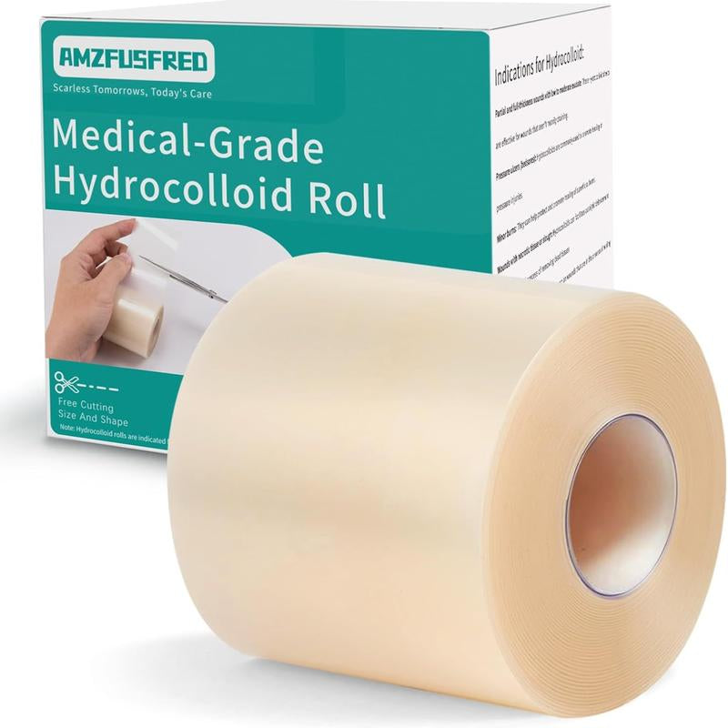 Amzfusfred Medical-Grade Hydrocolloid Bandage Roll Waterproof Flexible Hypoallergenic Latex-Free for Wound Care Secure Adhesion Semi-Transparent Comfortable Design
