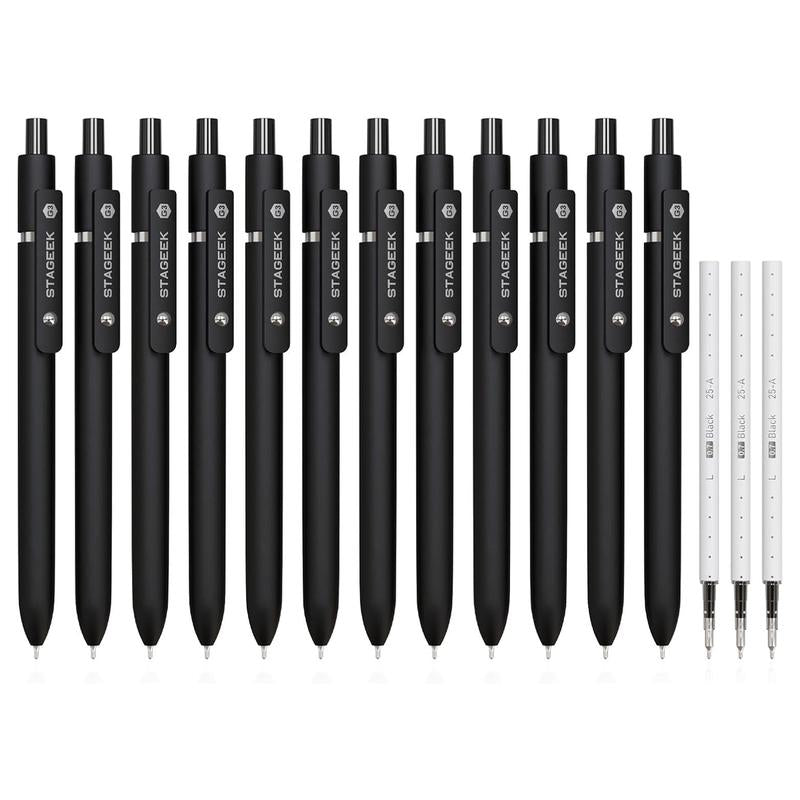 Black Gel Pens, 6Pcs 0.7Mm Quick Dry Black Ink Pens with 3 Extra Refills, Fine Point Smooth Writing Pens for Journaling, Office, Note Taking, School Supplies, Nurse Aesthetic(Black Gray White&Gradient)
