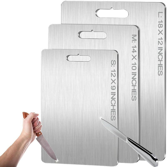 Titanium Cutting Board - 100% Pure Titanium Cutting Boards for Kitchen - Cutting Edge Hygiene & Durability, 1 Pack Double Sided Medical-Grade Titanium Cutting Mat, Easy to Clean (12"L X 9"W)Rdrd Kesefunm Titanium Cutting Board