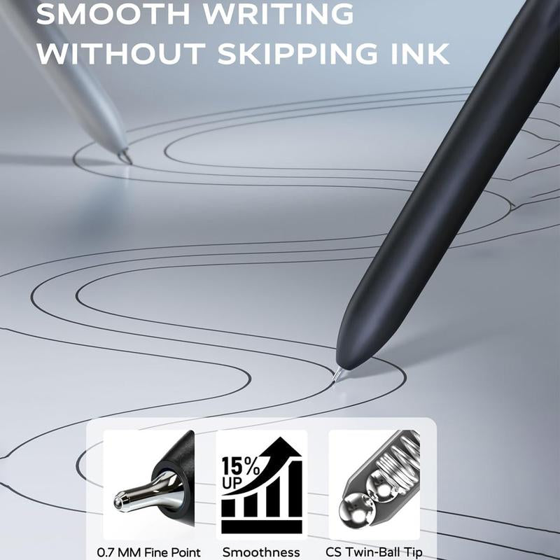 Black Gel Pens, 6Pcs 0.7Mm Quick Dry Black Ink Pens with 3 Extra Refills, Fine Point Smooth Writing Pens for Journaling, Office, Note Taking, School Supplies, Nurse Aesthetic(Black Gray White&Gradient)