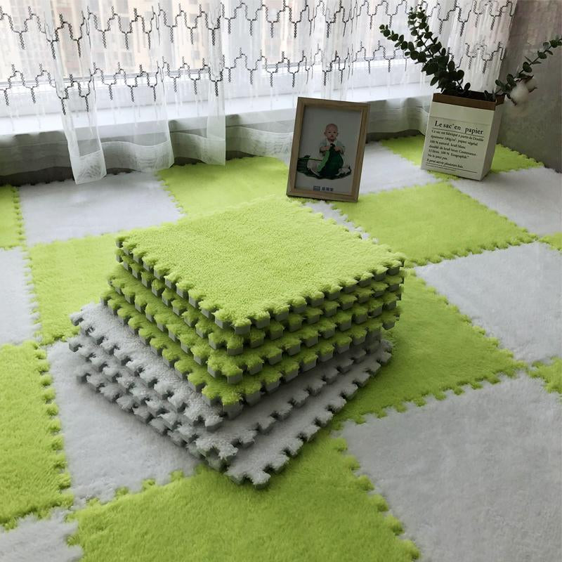 Checkerboard Pattern Floor Mat, 12Pcs/Set Soft Non-Slip Puzzle Floor Mat, Decorative Carpet for Home Living Room Bedroom