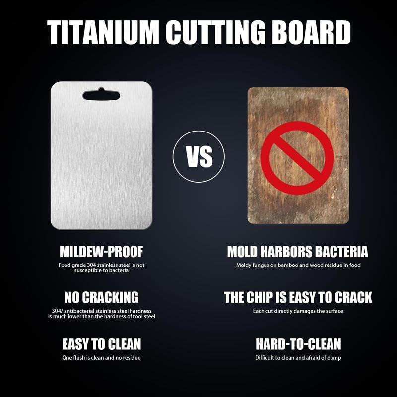 Titanium Cutting Board - 100% Pure Titanium Cutting Boards for Kitchen - Cutting Edge Hygiene & Durability, 1 Pack Double Sided Medical-Grade Titanium Cutting Mat, Easy to Clean (12"L X 9"W)Rdrd Kesefunm Titanium Cutting Board