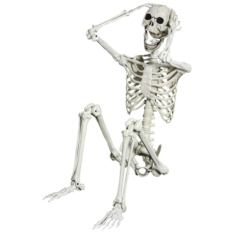 Life-Size 5.4Ft Posable Skeleton – Full Body Skeleton with Movable Joints for Spooky Halloween Decorations, Ornaments