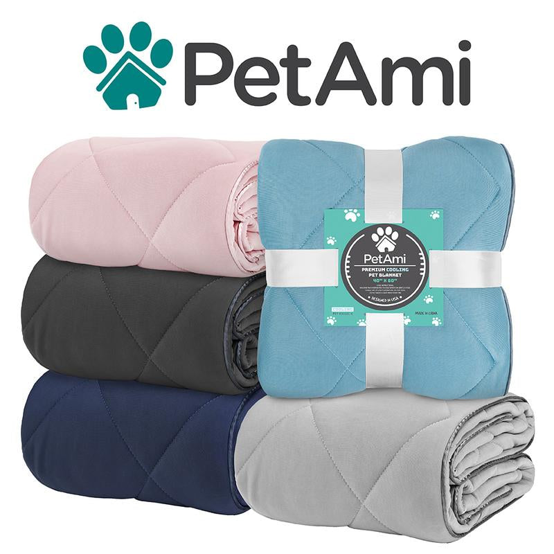 Petami Premium Cooling Dog Blanket - Reversible Fuzzy Cozy Pet Throw Blanket Bed Cover for Dogs Cats Puppies - 24X32 to 90X90 - Silky Hand Feel - Furniture Protector - Calming Comfortable - High Quality Cooling Nylon Polyester