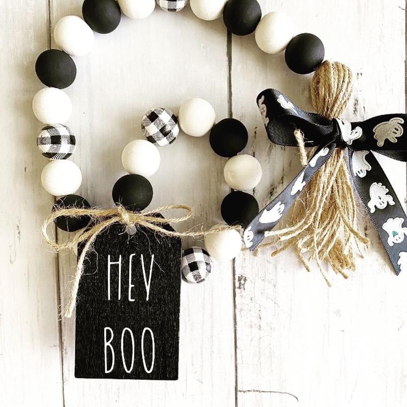 Halloween Beaded Garland, Halloween Decor, Halloween Farmhouse Bead Garland