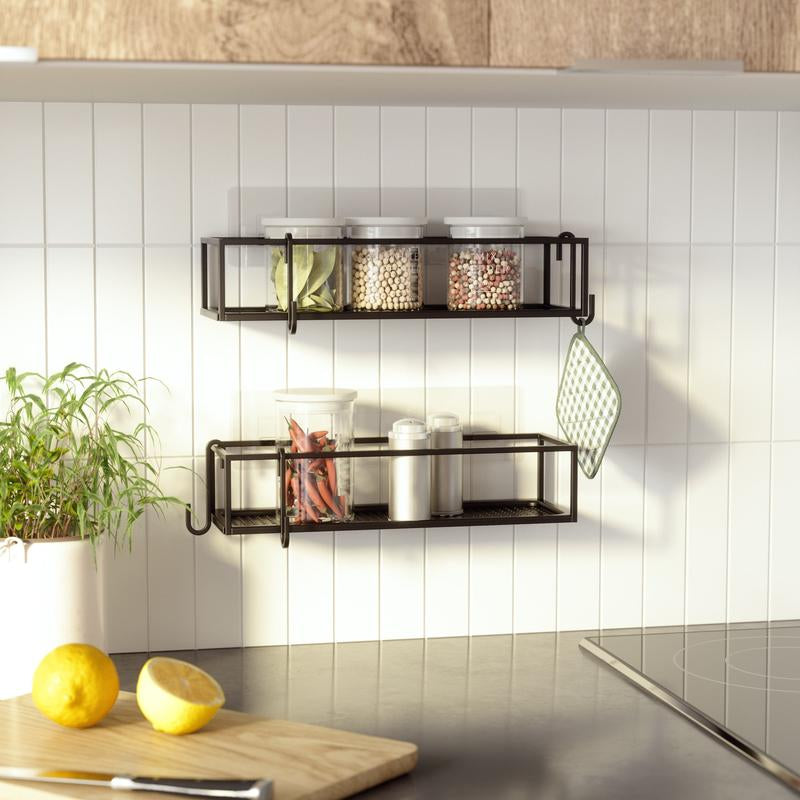 Umbra Cubiko Adhesive Shower Bins, Set of 2 – Non-Damaging Shower Organizers with Modern Bent-Wire Design - Choose Your Pack Bath Metal