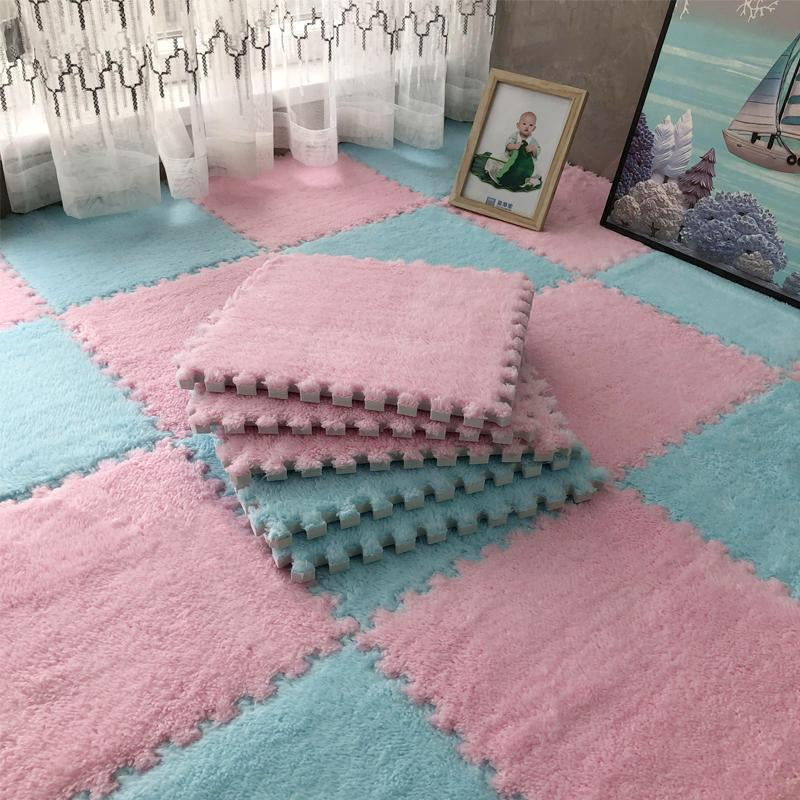 Checkerboard Pattern Floor Mat, 12Pcs/Set Soft Non-Slip Puzzle Floor Mat, Decorative Carpet for Home Living Room Bedroom