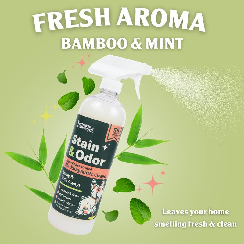 Sprinkle & Sweep All-In-One Pet Accident Cleanup Kit - Mess Cleaner, Odor Spray & Dustpan