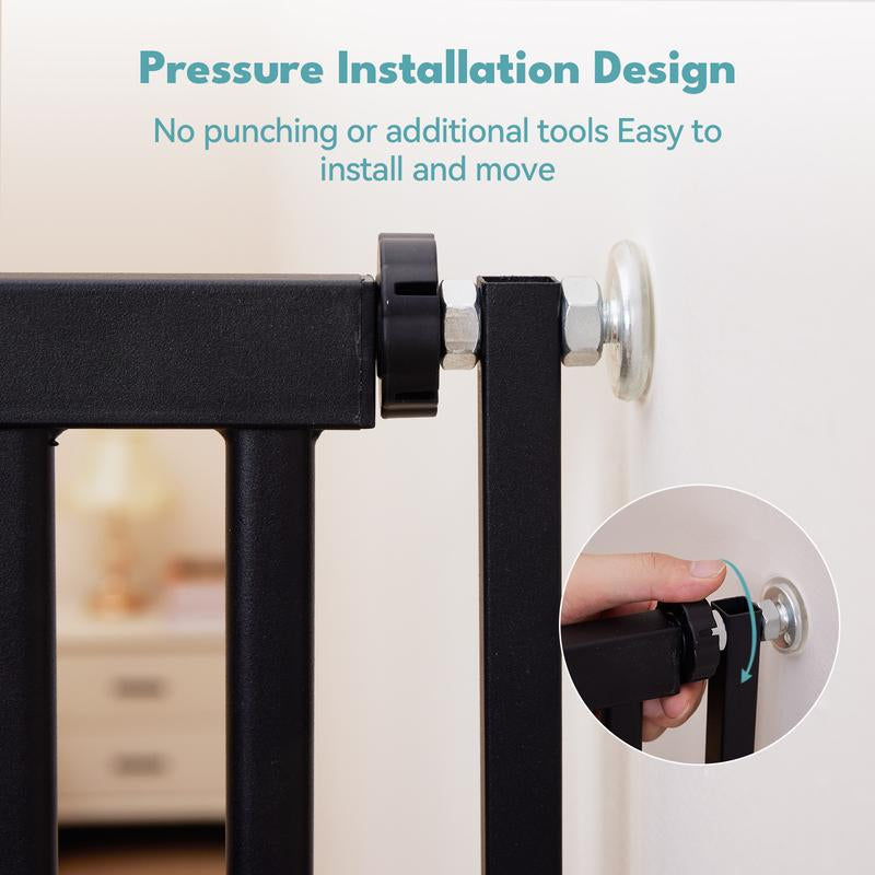 55.1" Extra Tall Pet Gate, 29.9-44.4" Wide Dog Gates for Doorways & Stairs, Metal Auto Close Cat Gate, Pressure Mounted Dog Gate, NO Tools Needed NO Drilling