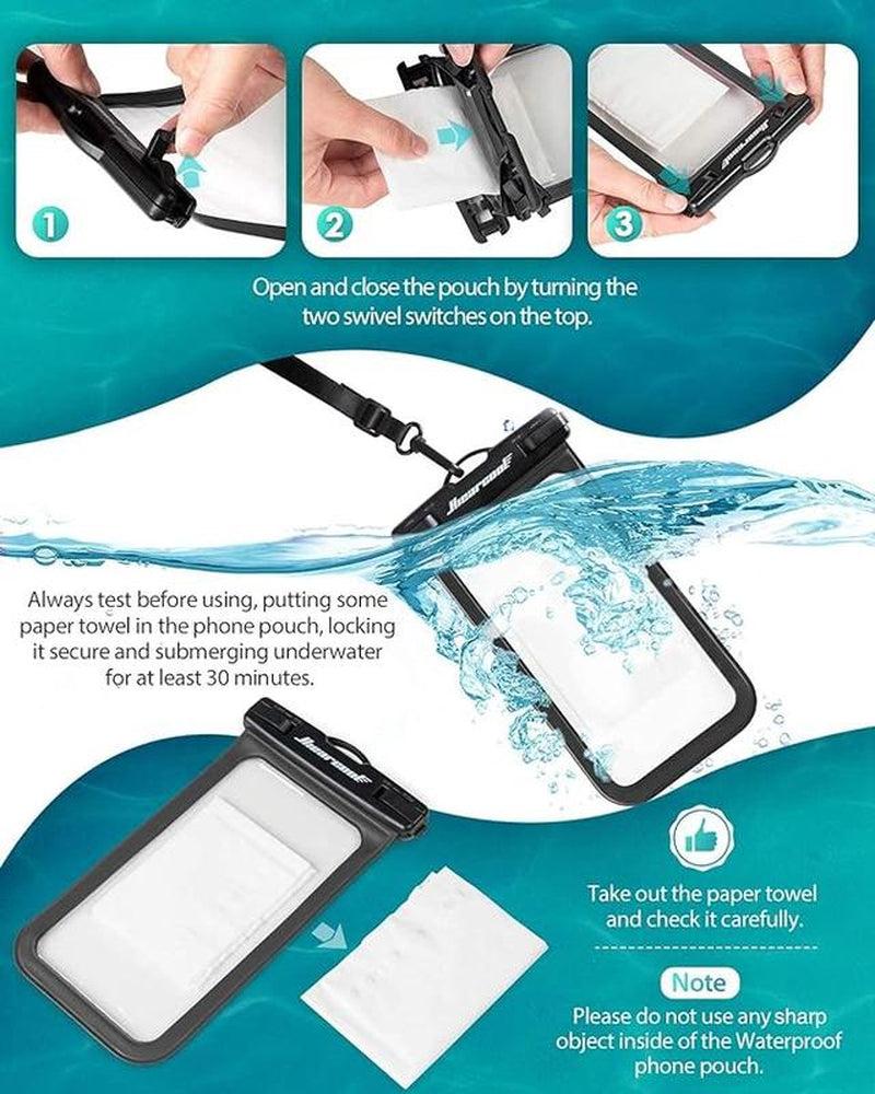 Waterproof Phone Pouch, Waterproof Phone Case for Iphone 15 14 13 12 Pro Max, IPX8 Cellphone Dry Bag Beach Cruise Ship Essentials 2Pack-8.3" Photo
