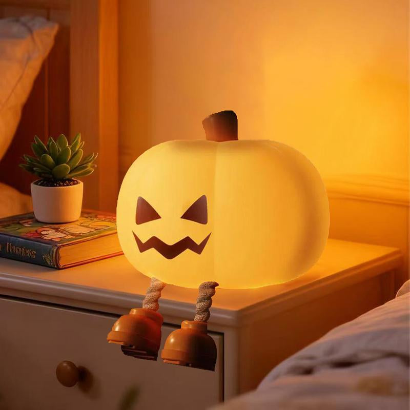 Halloween Pumpkin Night Light, Halloween Decorations Outdoor,Mini LED Pumpkin Lamp with 3 Level Dimmable, Nursery Nightlight for Kids, Silicone Rechargeable Bedside Touch Lamp, for Kids,Lighting