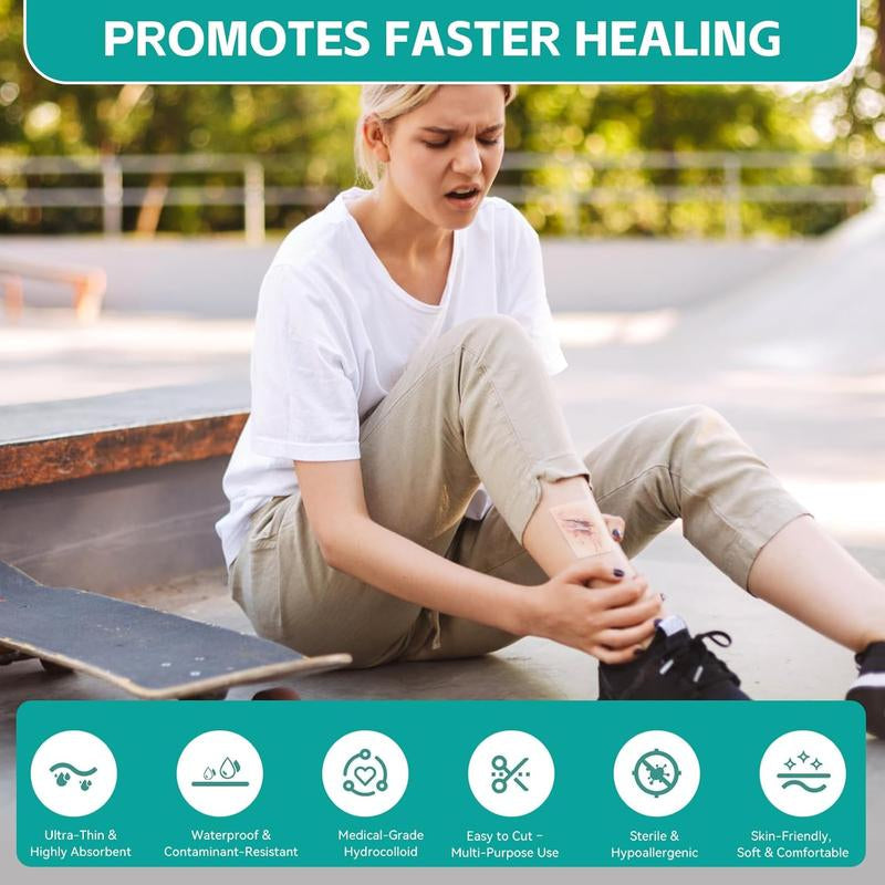 Amzfusfred Medical-Grade Hydrocolloid Bandage Roll Waterproof Flexible Hypoallergenic Latex-Free for Wound Care Secure Adhesion Semi-Transparent Comfortable Design