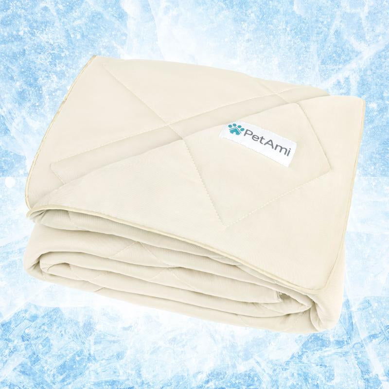 Petami Premium Cooling Dog Blanket - Reversible Fuzzy Cozy Pet Throw Blanket Bed Cover for Dogs Cats Puppies - 24X32 to 90X90 - Silky Hand Feel - Furniture Protector - Calming Comfortable - High Quality Cooling Nylon Polyester