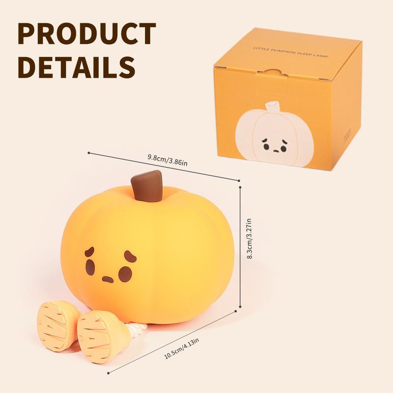 Halloween Pumpkin Nightlight, Halloween Outdoor Decoration, Mini LED Pumpkin Lamp, with 3-Level Adjustable Light, Child-Friendly Nightlight, Safe Silicone Rechargeable Bedside Touch Light, Suitable for Families