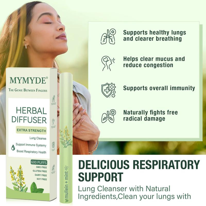 MYMYDE Thyme and Mint Extracts for Lung Detoxification and Oral Air Freshening, Herbal Diffusion Pen Relaxation Stick Solution