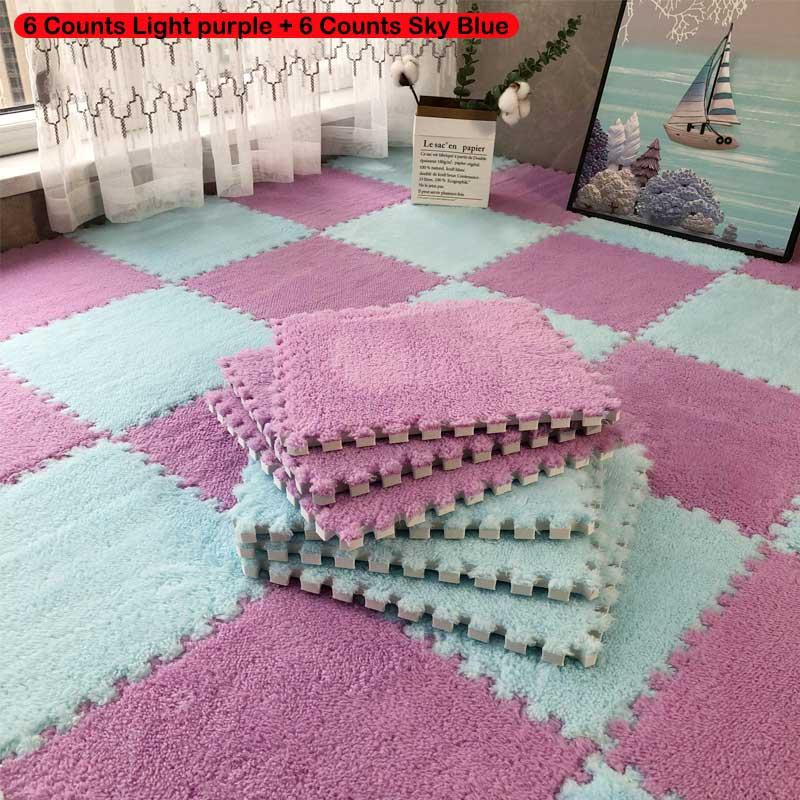 Checkerboard Pattern Floor Mat, 12Pcs/Set Soft Non-Slip Puzzle Floor Mat, Decorative Carpet for Home Living Room Bedroom