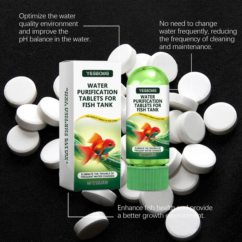 Aquarium Water Purification Tablets, Water Quality Dedicated to Clean Deodorizing Algae Stains Sludge Clear Fish Pond