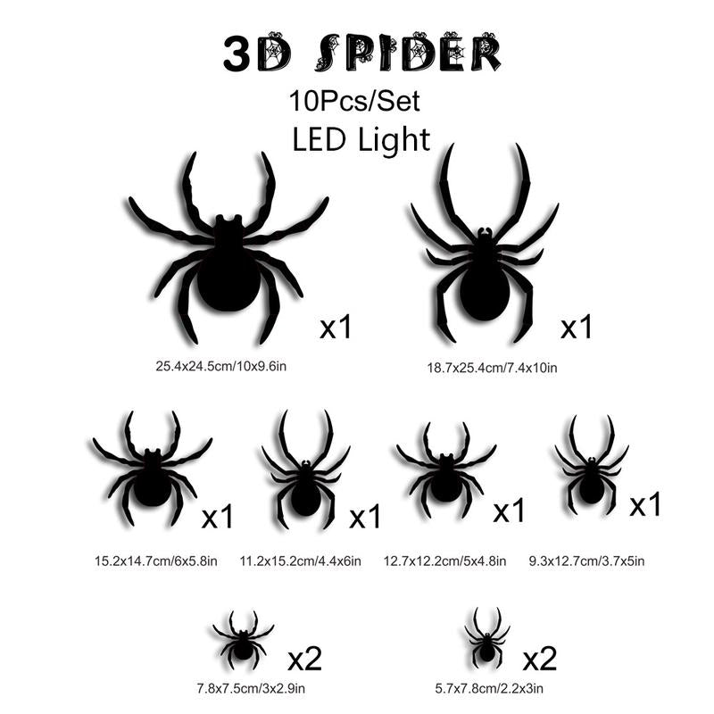 Bougerv 3D Bat Design LED Decorations 12Pcs/24Pcs Set Spooky Ornaments for Home Party Festival Halloween Easy Install Wall Stickers Smooth Application - Decorative(Non-Remote)