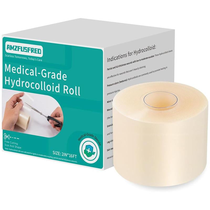 Amzfusfred Medical-Grade Hydrocolloid Bandage Roll Waterproof Flexible Hypoallergenic Latex-Free for Wound Care Secure Adhesion Semi-Transparent Comfortable Design