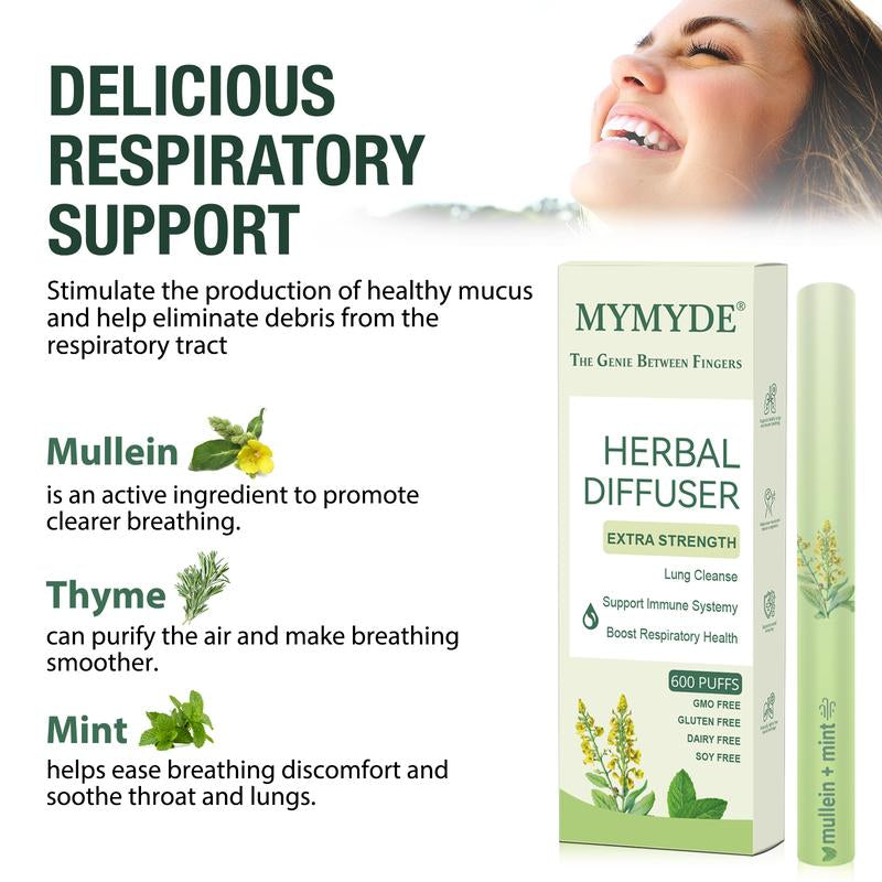 MYMYDE Thyme and Mint Extracts for Lung Detoxification and Oral Air Freshening, Herbal Diffusion Pen Relaxation Stick Solution