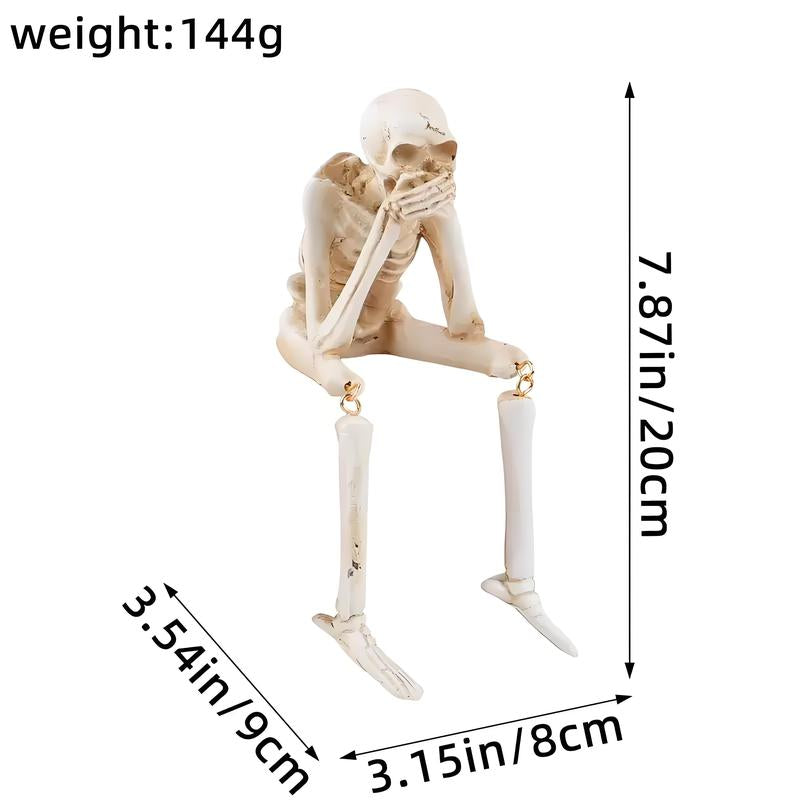 3Pcs Halloween Statues No-Evil Skeleton Collectible-Figurines - Realistic Skull Decorations See Speak Hear No Evil Home Decor Set of 3, 2.3L X 4W X 4.3H Inch Ornaments Swinging Pumpkin Mini Finger Scary Flying Ghost Doll Costume Bat Wings Pet