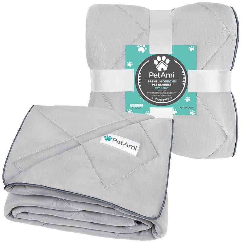 Petami Premium Cooling Dog Blanket - Reversible Fuzzy Cozy Pet Throw Blanket Bed Cover for Dogs Cats Puppies - 24X32 to 90X90 - Silky Hand Feel - Furniture Protector - Calming Comfortable - High Quality Cooling Nylon Polyester