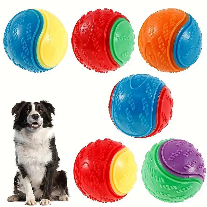 Squeaking Dog Ball Bright Durable High Elastic Rubber Toys Suitable for All Breeds Interactive Play Fun and Multi-Color Options