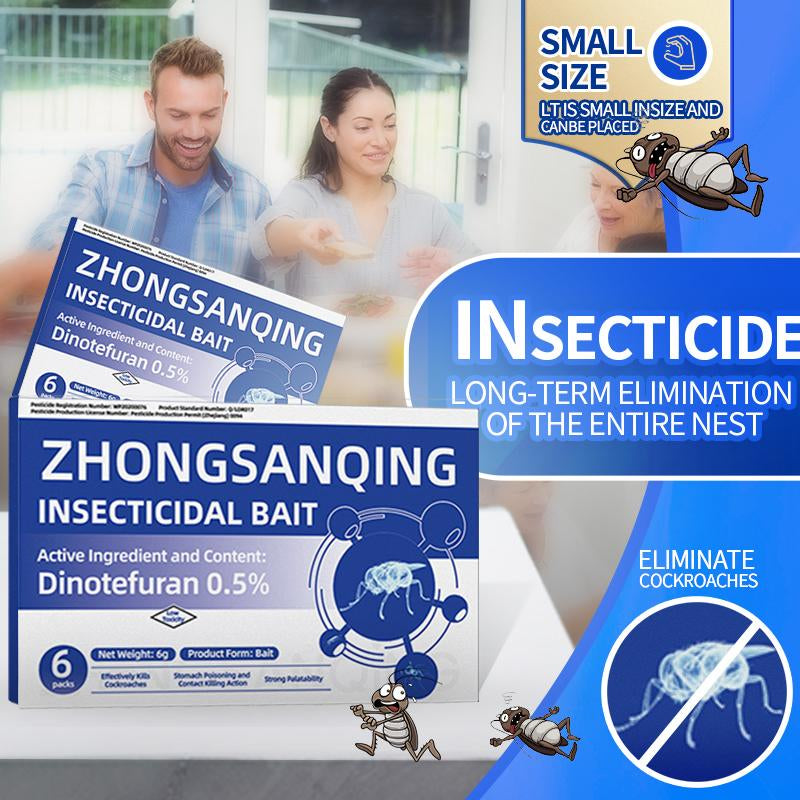 Zhongsanqing Insecticidal Bait - Small Size Roach Bait for Kitchen & Indoor Use with Dinetofuran 0.5% Active Ingredient No Magnets