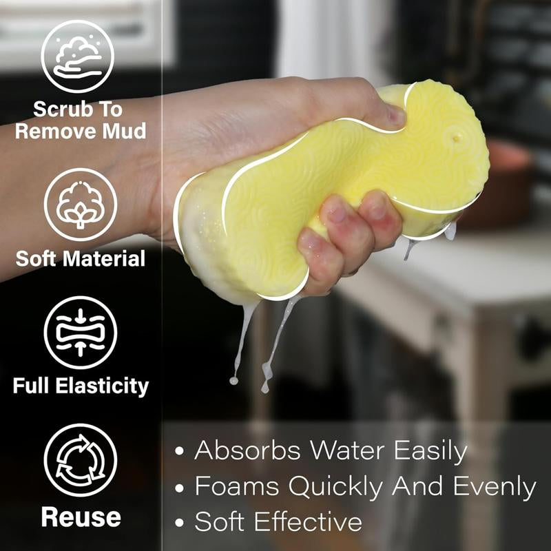 [2Count]Magic Exfoliating Bath Sponge,3D Super Soft Exfoliating Bath Sponge,Skin Friendly and Reusable,Alternative to Exfoliating Gloves,Random Color.