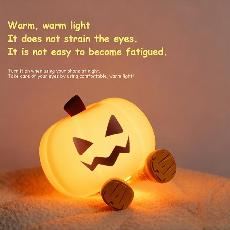 Halloween Pumpkin Night Light, Halloween Decorations Outdoor,Mini LED Pumpkin Lamp with 3 Level Dimmable, Nursery Nightlight for Kids, Silicone Rechargeable Bedside Touch Lamp, for Kids,Lighting