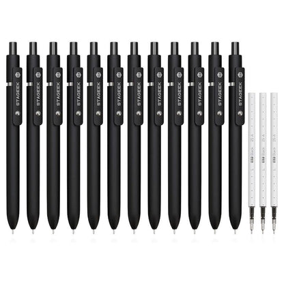 Black Gel Pens, 6Pcs 0.7Mm Quick Dry Black Ink Pens with 3 Extra Refills, Fine Point Smooth Writing Pens for Journaling, Office, Note Taking, School Supplies, Nurse Aesthetic(Black Gray White&Gradient)