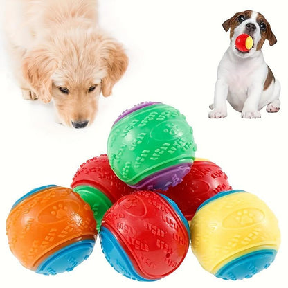 Squeaking Dog Ball Bright Durable High Elastic Rubber Toys Suitable for All Breeds Interactive Play Fun and Multi-Color Options