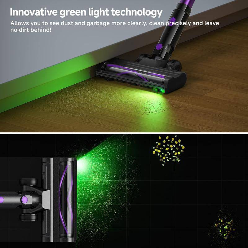 [Home Essential] Cordless Stick Vacuum Cleaner with 35Kpa Suction, anti - Tangle Brush and Upgraded Green Light, Ideal for Home Cleaning