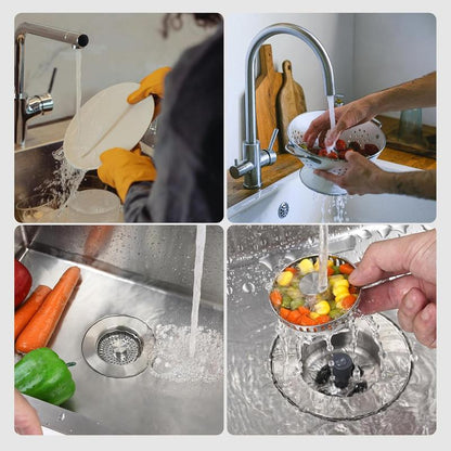 All Metal Stainless Steel 3-In-1 Kitchen Sink Drain Strainer and Stopper Combo, Upgraded Sink Stopper, Anti-Clog Stainless Steel Basket Strainer with Handle, Suitable for US Standard 3-1/2 Inch Drains