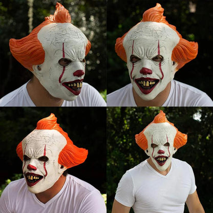 It Mask Pennywise Scary Clown Halloween Masks for Adult Men Women Horror Full Face Cosplay Costume Party Prop Halloween Festival Mask Halloween Festival Adjustable