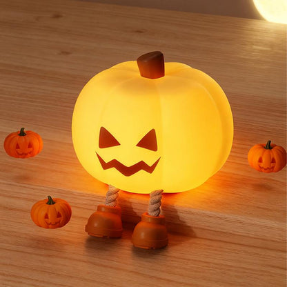 Halloween Pumpkin Night Light, Halloween Decorations Outdoor,Mini LED Pumpkin Lamp with 3 Level Dimmable, Nursery Nightlight for Kids, Silicone Rechargeable Bedside Touch Lamp, for Kids,Lighting