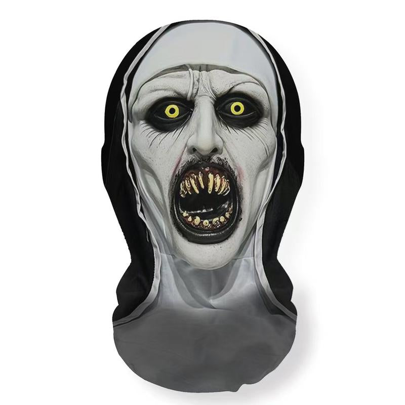 Frightening Nun Costume Mask for Halloween Parties - Breathable Mesh Headgear ,For Party ,Street Style Horror Accessory,High Visibility- Safe and Comfortable