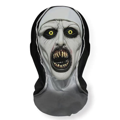Frightening Nun Costume Mask for Halloween Parties - Breathable Mesh Headgear ,For Party ,Street Style Horror Accessory,High Visibility- Safe and Comfortable