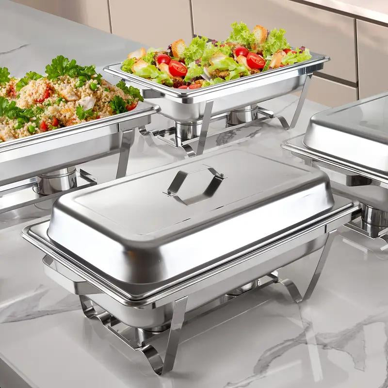 Kerilyn 4 Packs 9QT Chafing Dishes for Buffet Set, Rectangular Stainless Steel Food Warmer Sets with Lids, Food Pans, Water Pan and Fuel Holders for Restaurant Catering Parties Weddings Serving Food Warmer & Chafers Servers Sets