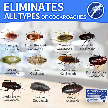 Zhongsanqing Insecticidal Bait - Small Size Roach Bait for Kitchen & Indoor Use with Dinetofuran 0.5% Active Ingredient No Magnets