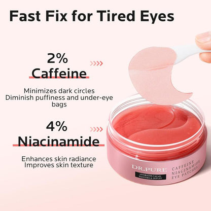 Under Eye Patches for Puffiness: Dark Circles and Puffy Eyes Treatment Caffeine Eye Mask with Niacinamide Hyaluronic Acid - Smooth Wrinkles Reduce Eye Bags Undereye Gel Pad (30 Pairs)