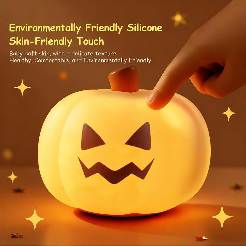Halloween Pumpkin Night Light, Halloween Decorations Outdoor,Mini LED Pumpkin Lamp with 3 Level Dimmable, Nursery Nightlight for Kids, Silicone Rechargeable Bedside Touch Lamp, for Kids,Lighting