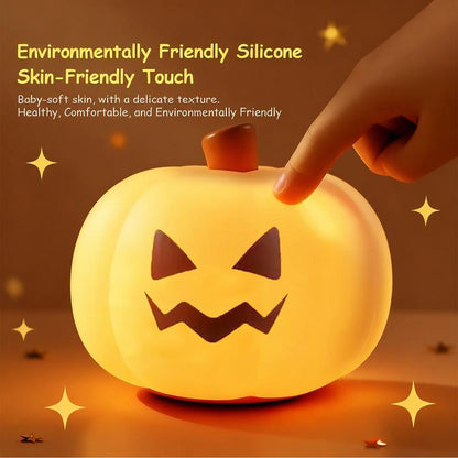 Halloween Pumpkin Night Light, Halloween Decorations Outdoor,Mini LED Pumpkin Lamp with 3 Level Dimmable, Nursery Nightlight for Kids, Silicone Rechargeable Bedside Touch Lamp, for Kids,Lighting