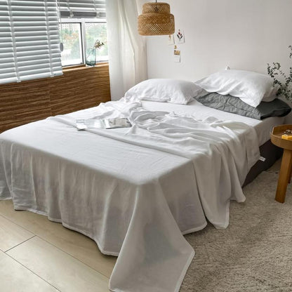 Simple&Opulence 100% Linen Sheets Set, Natural French Linen Bed Sheets, Breathable Soft Durable Bedding Set for All Season