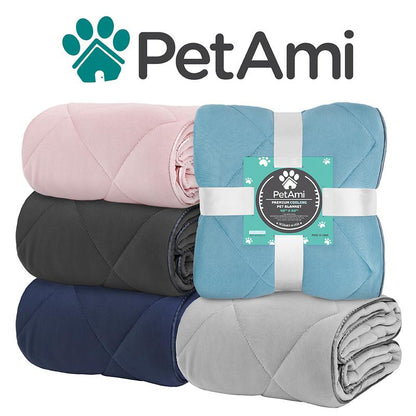 Petami Premium Cooling Dog Blanket - Reversible Fuzzy Cozy Pet Throw Blanket Bed Cover for Dogs Cats Puppies - 24X32 to 90X90 - Silky Hand Feel - Furniture Protector - Calming Comfortable - High Quality Cooling Nylon Polyester