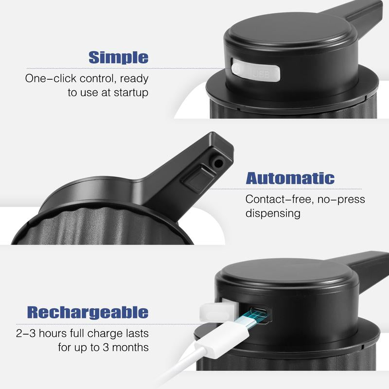 Blancel Automatic Soap Dispenser Touchless Auto Hand Dish Soap Dispenser Hands Free Electric Soap Dispenser Rechargeable for Kitchen Bathroom